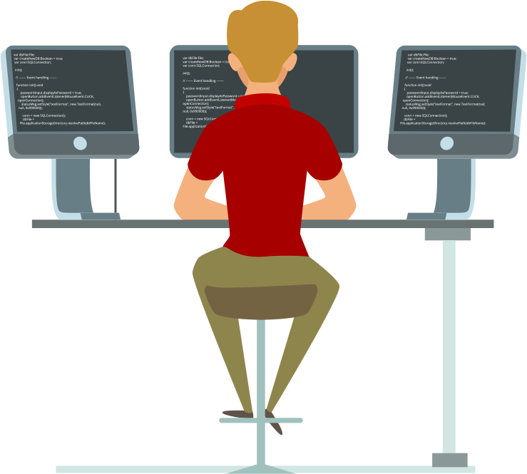 Illustration of a website developer at work.
